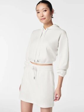 Spanx AirEssentials Cinched Cropped Hoodie in White S NWOT